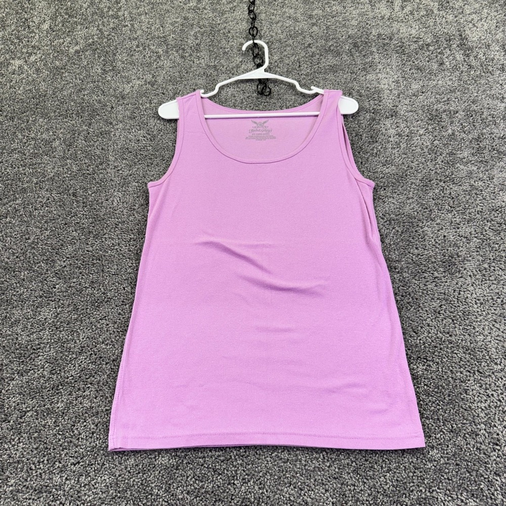 Faded Glory Tank Top Womens 2X Purple Solid Scoop Neck Tagless Summer Casual